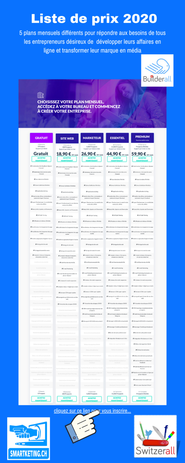 Nouveaux prix pour Builderall en 2020 - dont une offre gratuite à vie ! Nouveaux prix pour Builderall en 2020 - dont une offre gratuite à vie !