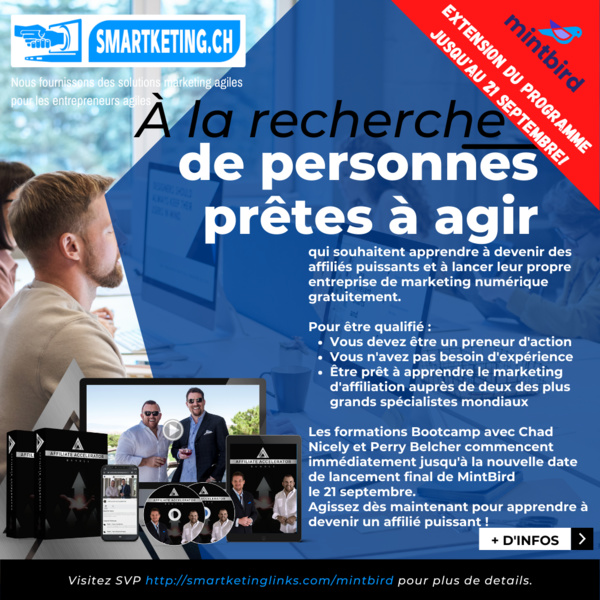 Apprenez à devenir un affilié puissant en 30 jours avec Perry Belcher et Chad Nicely et participez au plus grand lancement de marketing d'affiliation jamais organisé jusqu'au 21 septembre 2021 en cliquant sur ce lien ! Apprenez à devenir un affilié puissant en 30 jours avec Perry Belcher et Chad Nicely et participez au plus grand lancement de marketing d'affiliation jamais organisé jusqu'au 21 septembre 2021 en cliquant sur ce lien !