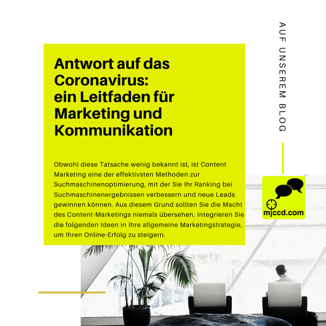 Antwort auf das Coronavirus: ein Leitfaden für Marketing und Kommunikation